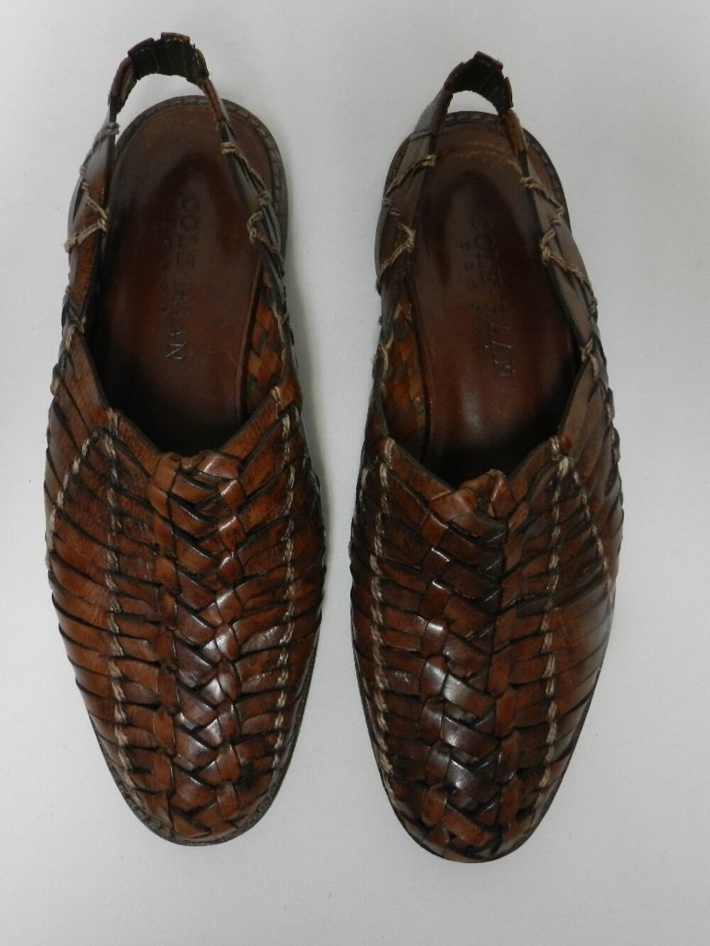 Cole Haan Resort Vintage Woven Leather Huarache Men brown Sandals Size Sz 8.5 M